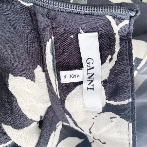 Ganni Rosemont Crepe Cocktail Dress in Black Wild Rose Print, Size 34/XS - Picture 3 of 13